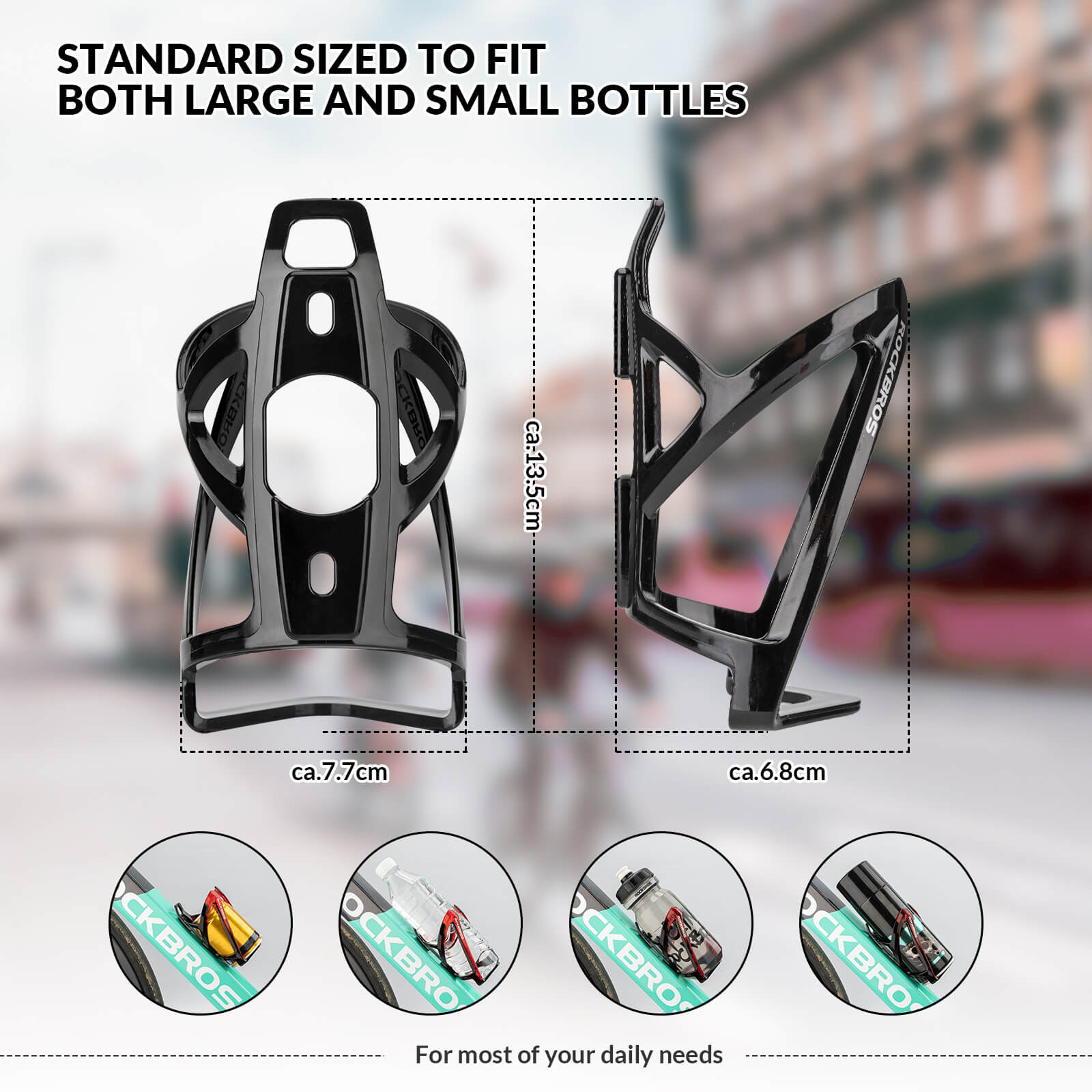ROCKBROS FK-338 black water bottle cage for bikes, lightweight and durable
#Color_Black