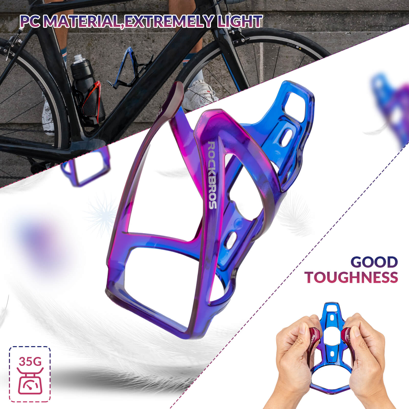ROCKBROS FK-338 blue and purple water bottle cage, lightweight and durable
#Color_Blue Purple
