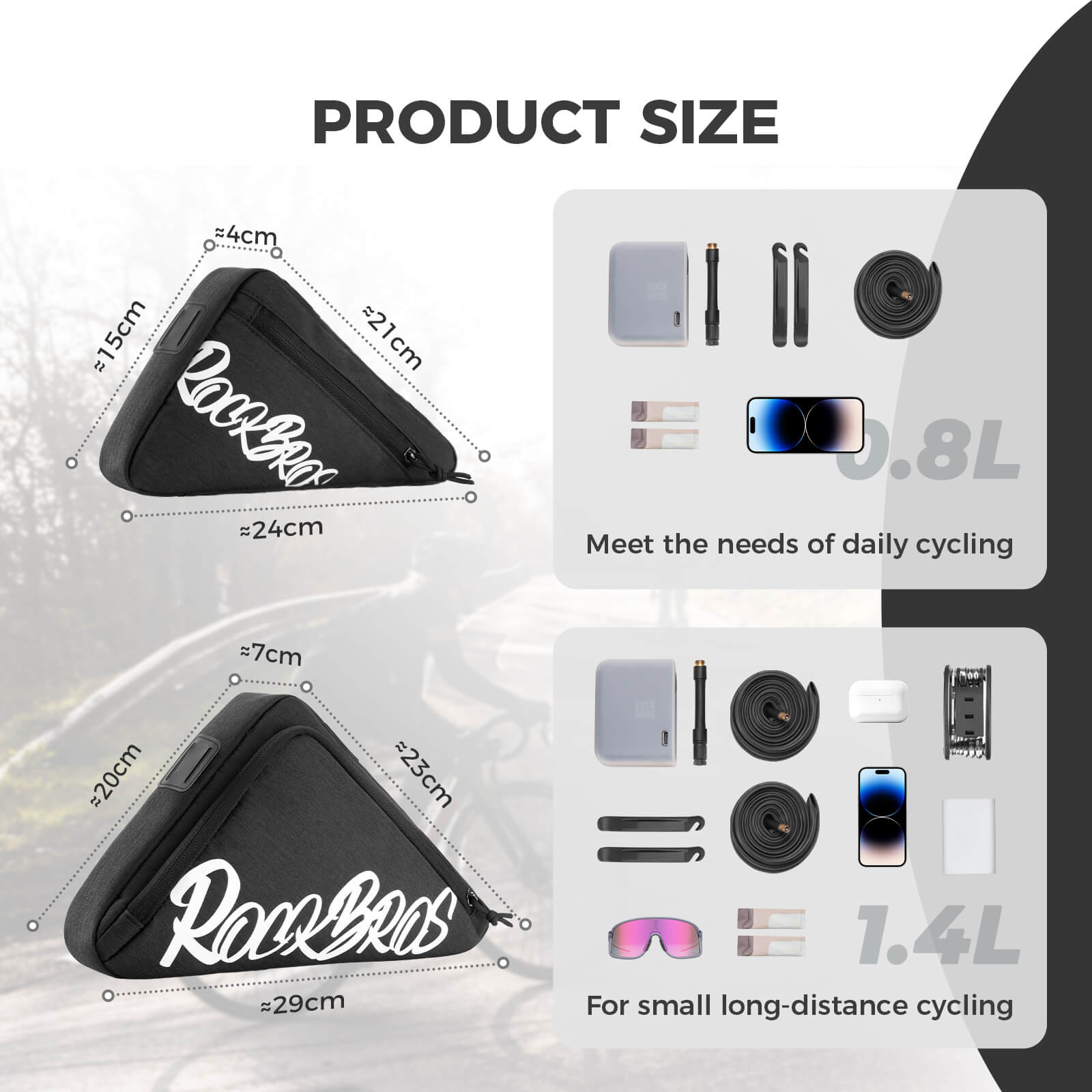 ROCKBROS FlashRide Sketch Bike Triangle Bag 0.8L frame bag for cycling storage
