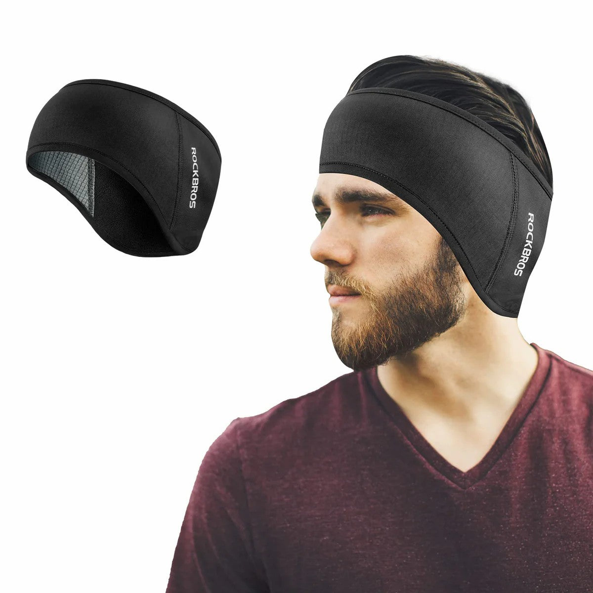 ROCKBROS fleece ear warmers headband for men and women, warm winter ear cover
#Style_Men
