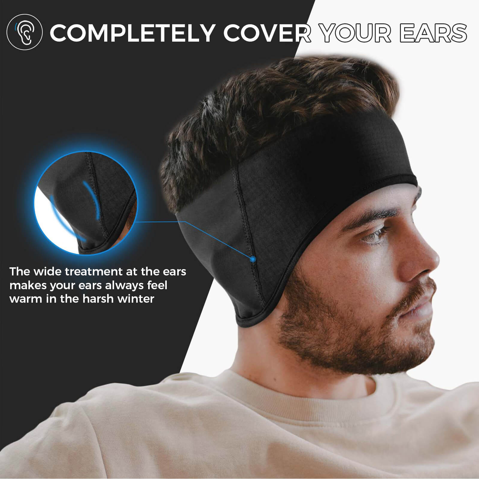 ROCKBROS fleece ear warmers headband for men and women, warm winter ear cover
