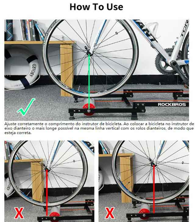 ROCKBROS foldable aluminum roller bike trainer showing both expanded and folded states for compact indoor cycling storage.