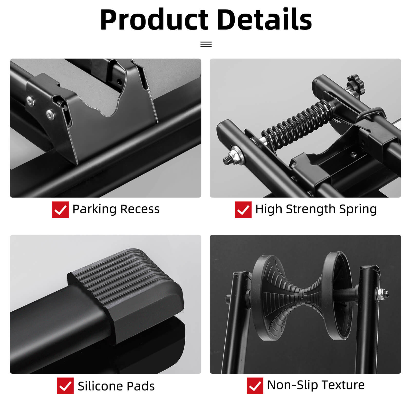 Close-up of ROCKBROS foldable bike stand hinge mechanism