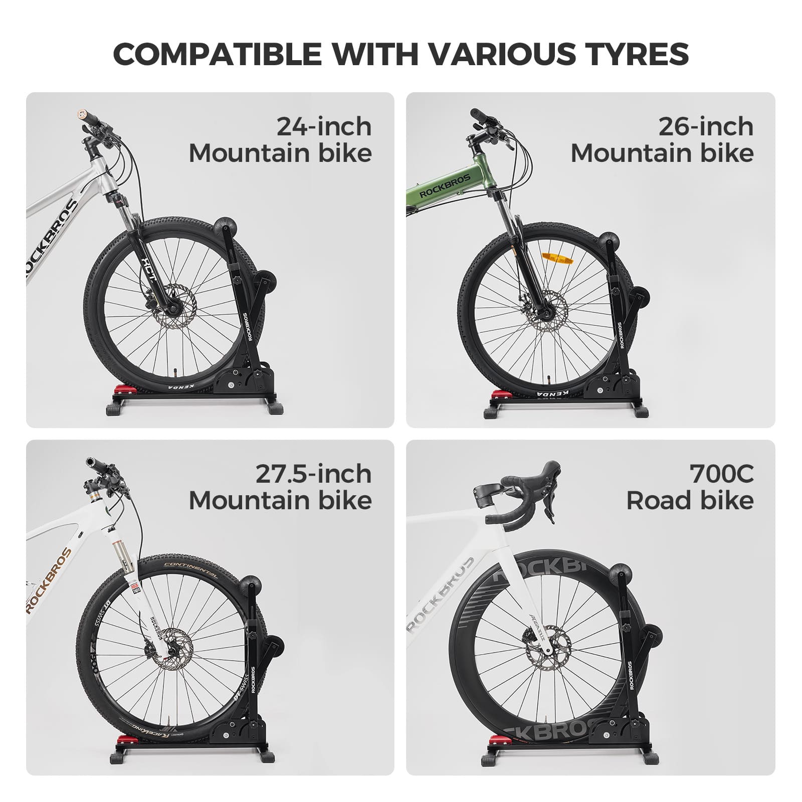 Rockbros Foldable Carbon Steel Bike Stand Bicycle Parking Rack for Road Bikes and Mountain Bikes
