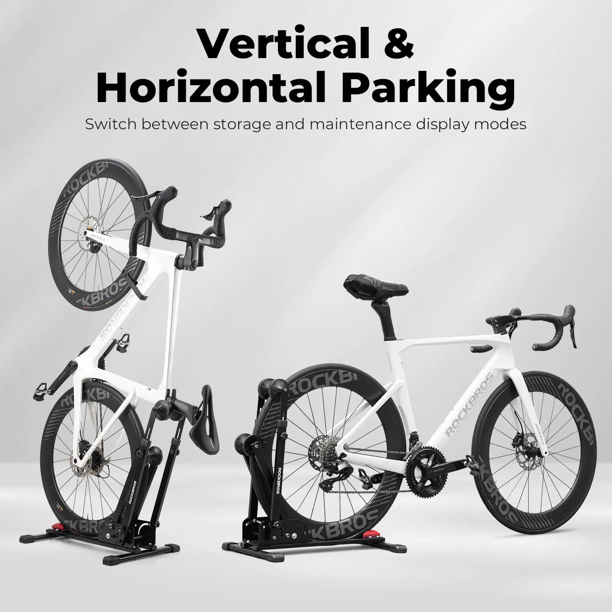 ROCKBROS foldable carbon steel bike stand for indoor bicycle storage