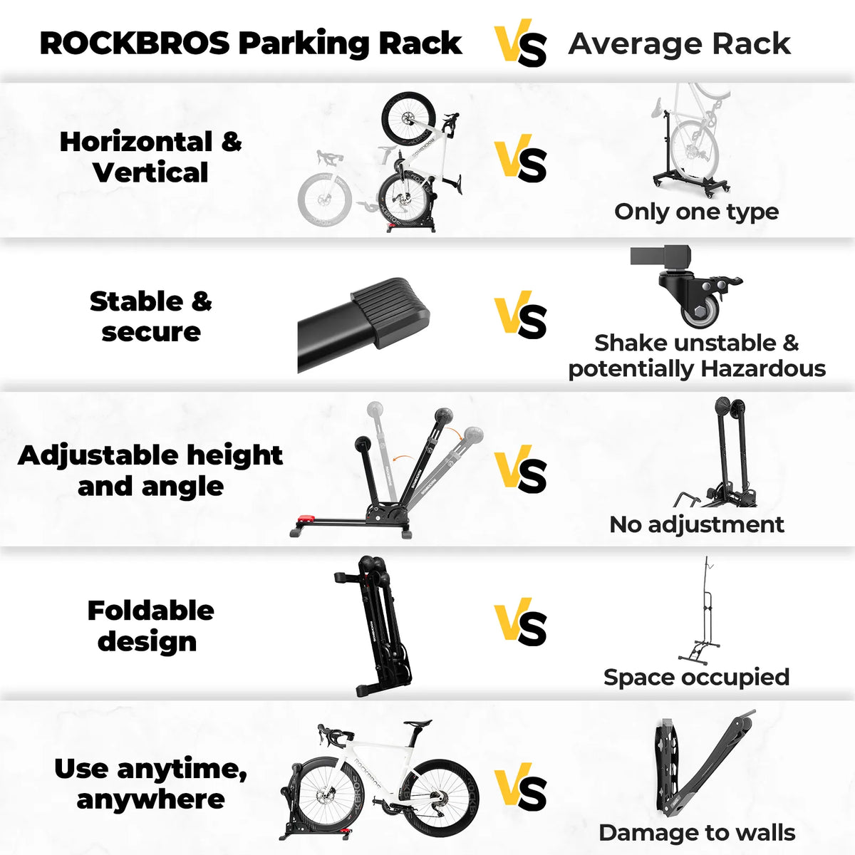 ROCKBROS foldable carbon steel bike stand for indoor bicycle storage