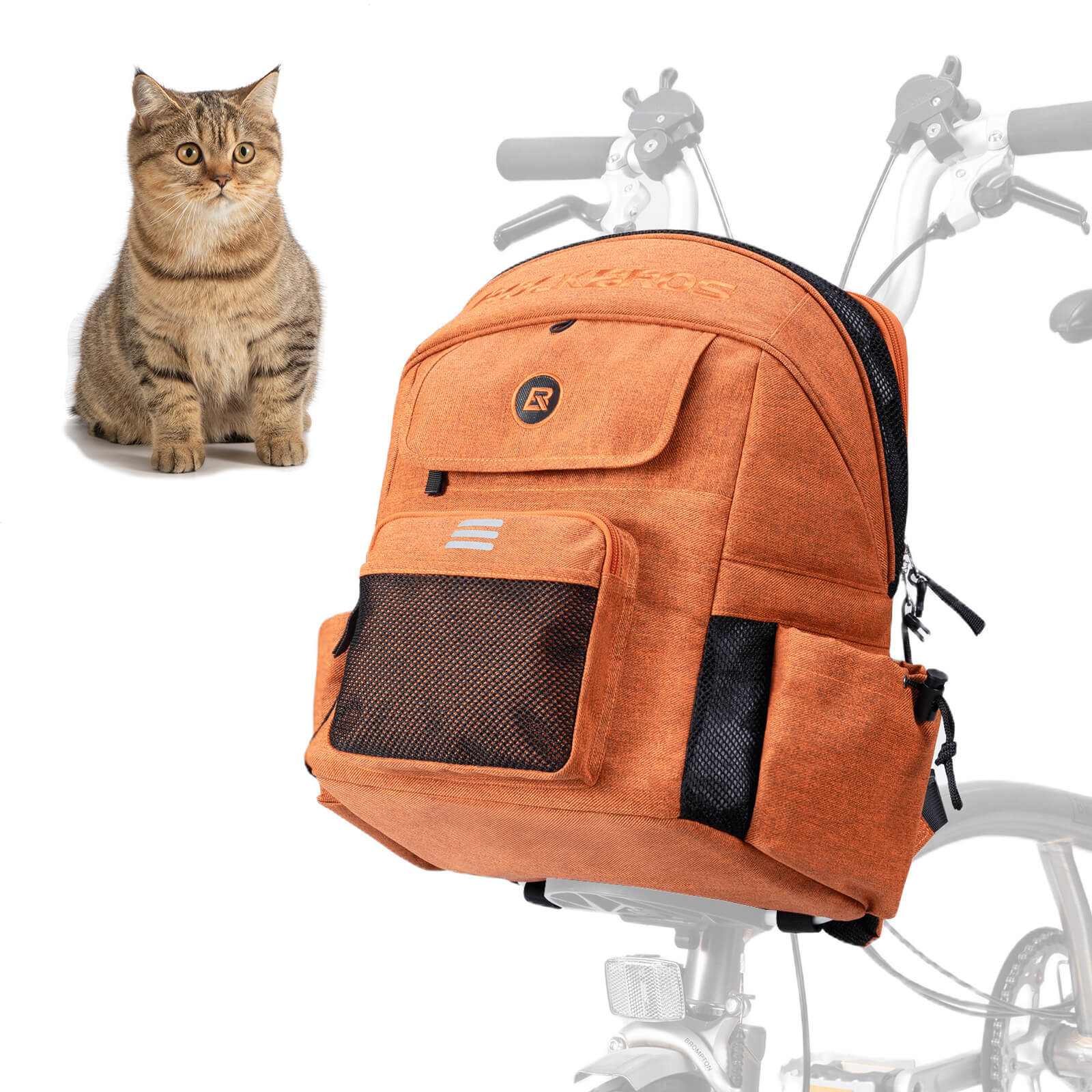 ROCKBROS Foldable Pet Handlebar Bike Bag for Brompton foldable bikes
#Color_Orange