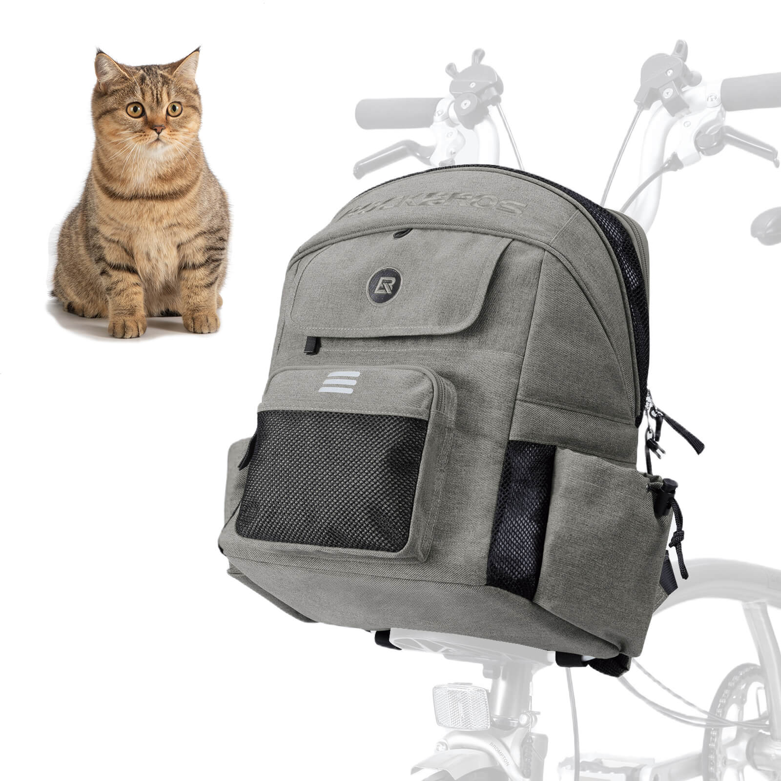 ROCKBROS Foldable Pet Handlebar Bike Bag for Brompton foldable bikes
#Color_Gray