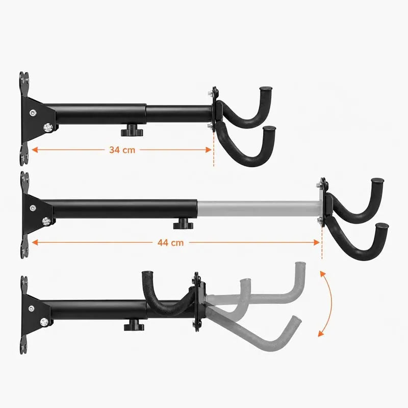 ROCKBROS foldable bike wall rack folded flat against the wall to save storage space