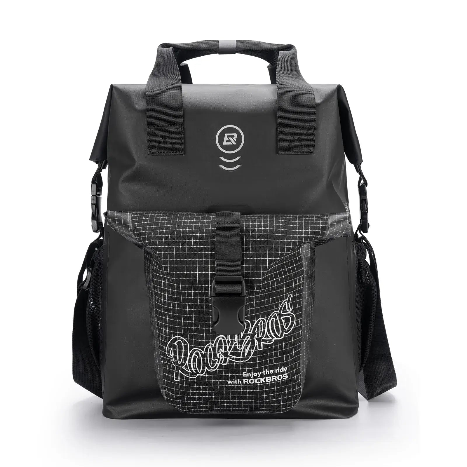ROCKBROS folding bike handlebar bag 18L roll-top waterproof front bag for commuting