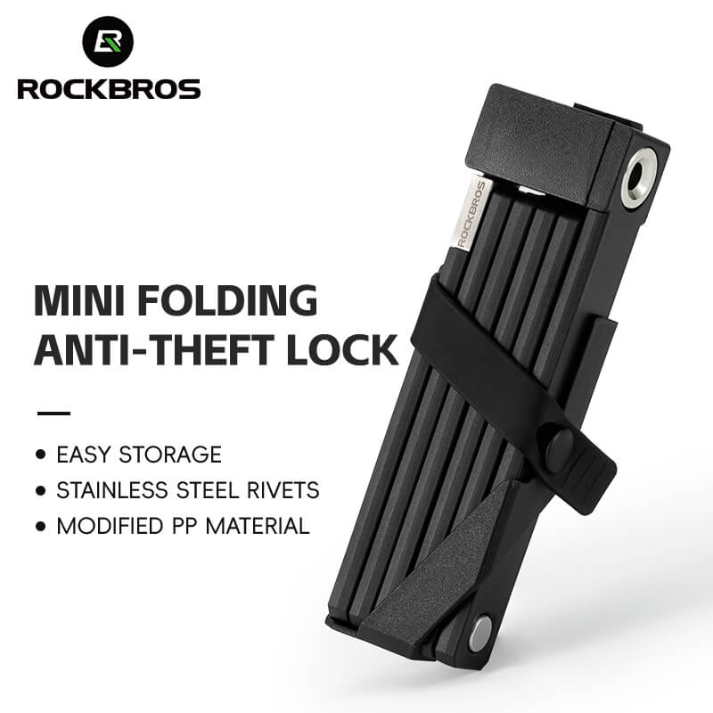 ROCKBROS folding bike lock with key type, designed for anti-theft protection and easy storage.