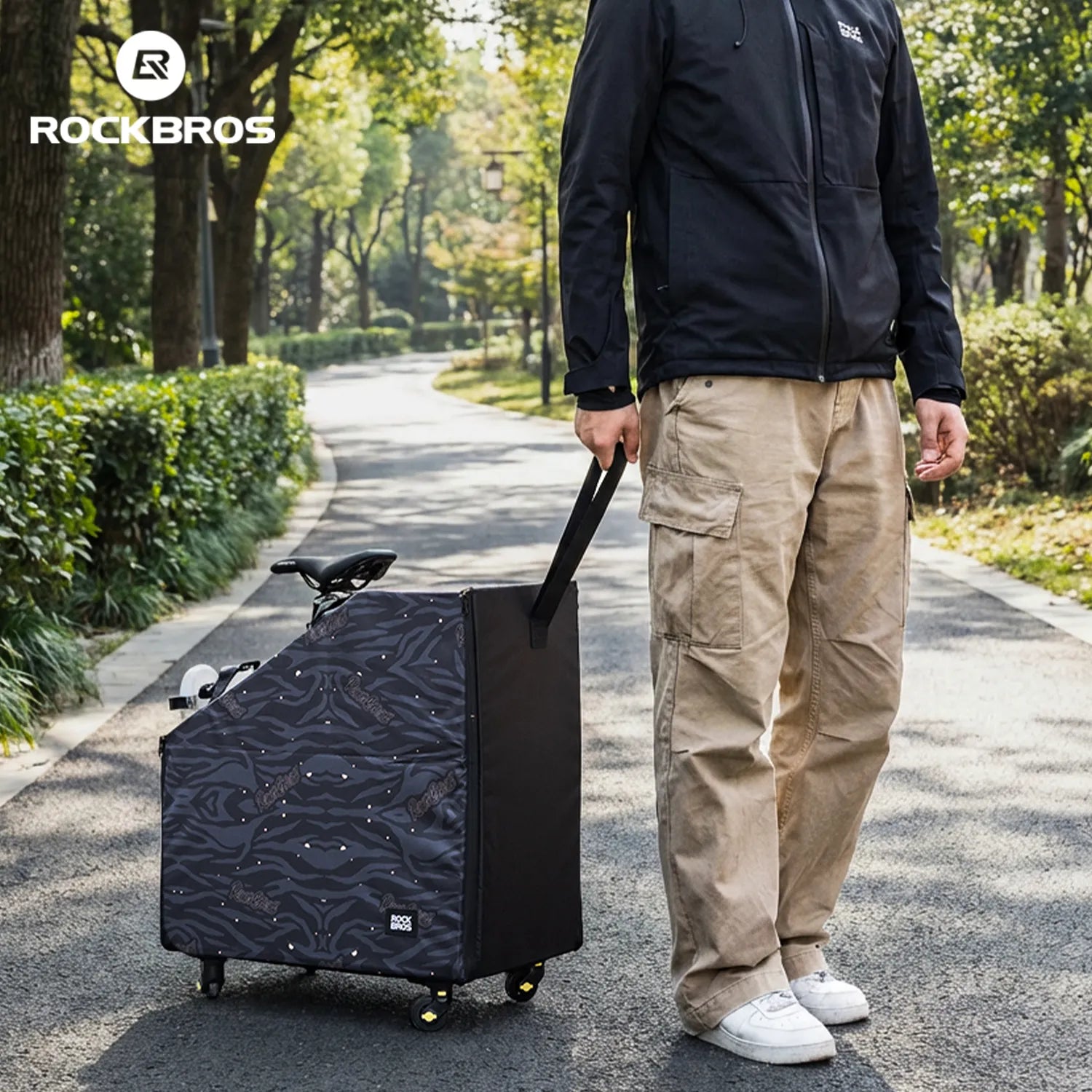 ROCKBROS folding bike storage bag for travel transport and organized bicycle protection