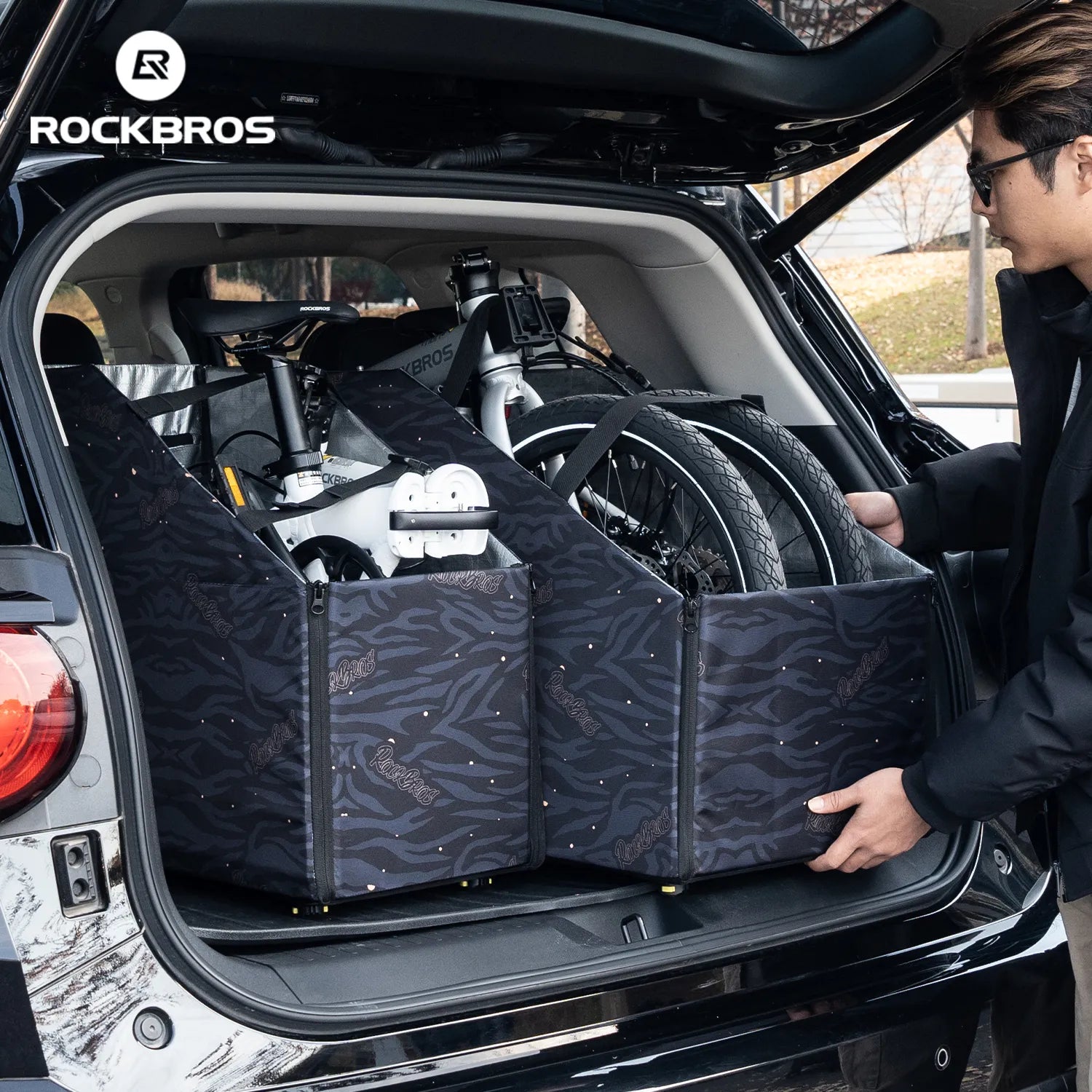 ROCKBROS folding bike storage bag for travel transport and organized bicycle protection