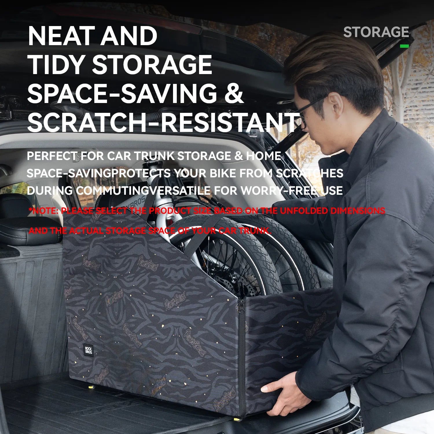 ROCKBROS folding bike storage bag for travel transport and organized bicycle protection