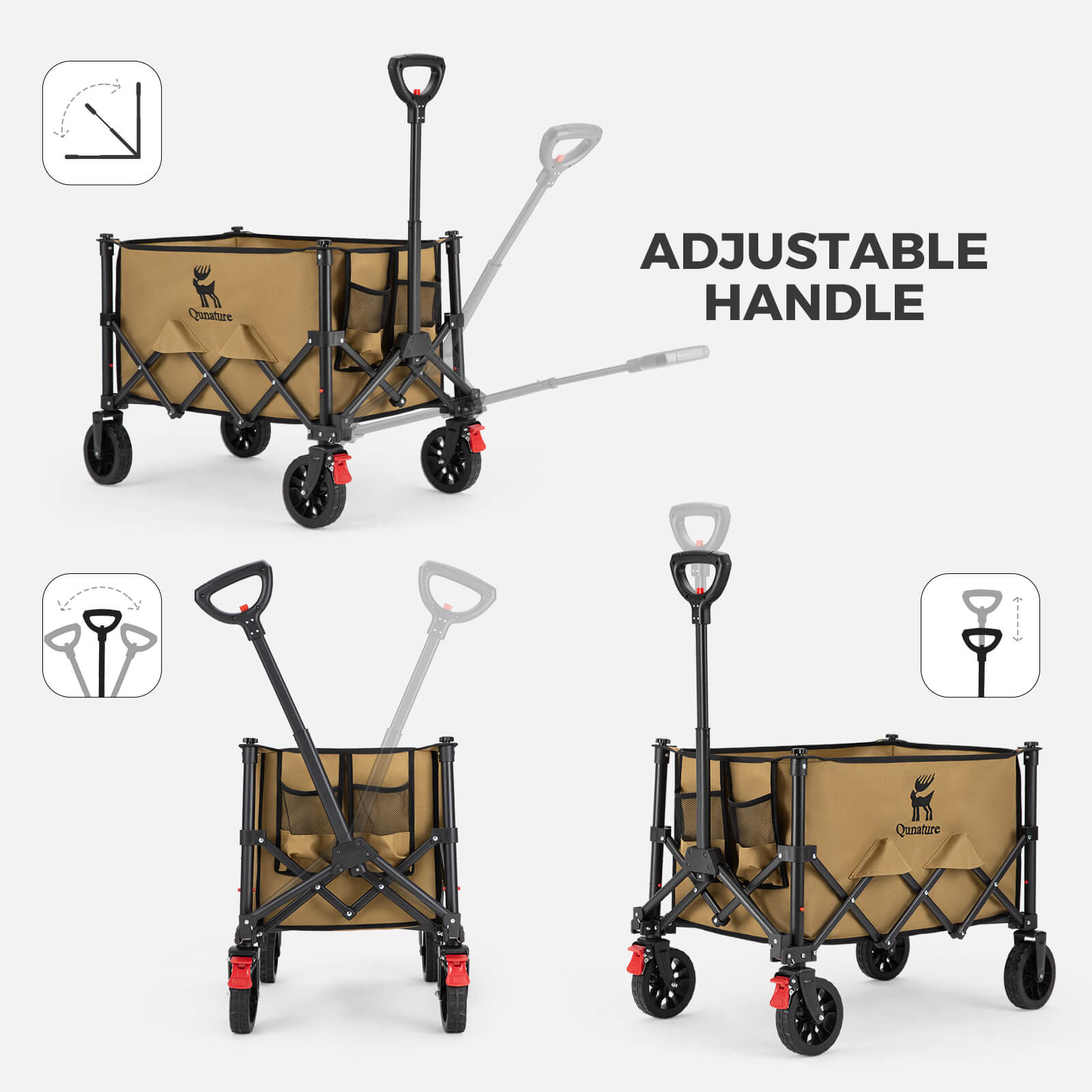 Qunature folding camping wagon 120L heavy duty all terrain wagon cart for outdoor and beach use