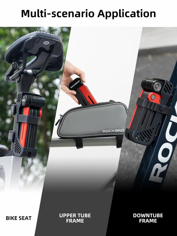 ROCKBROS folding heavy duty anti theft bike lock for secure bicycle parking