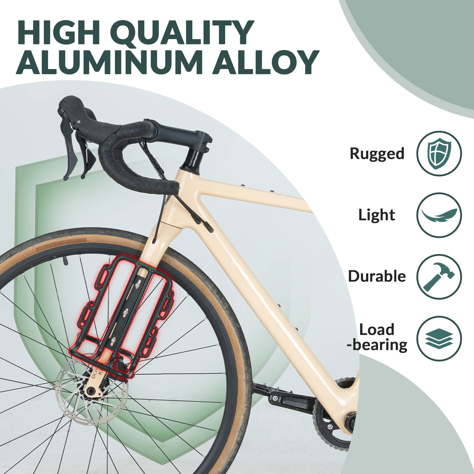 ROCKBROS front fork bike rack with lightweight aluminum frame for carrying bags and gear