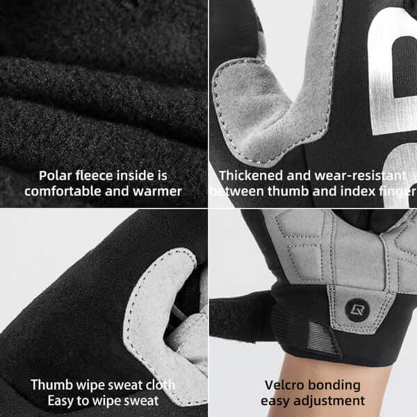 ROCKBROS full finger cycling gloves windproof shockproof touchscreen bike gloves for men and women