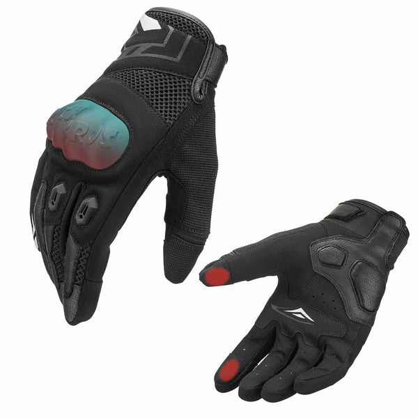ROCKBROS full finger motorcycle gloves with TPU protection, breathable design, and touchscreen fingertips