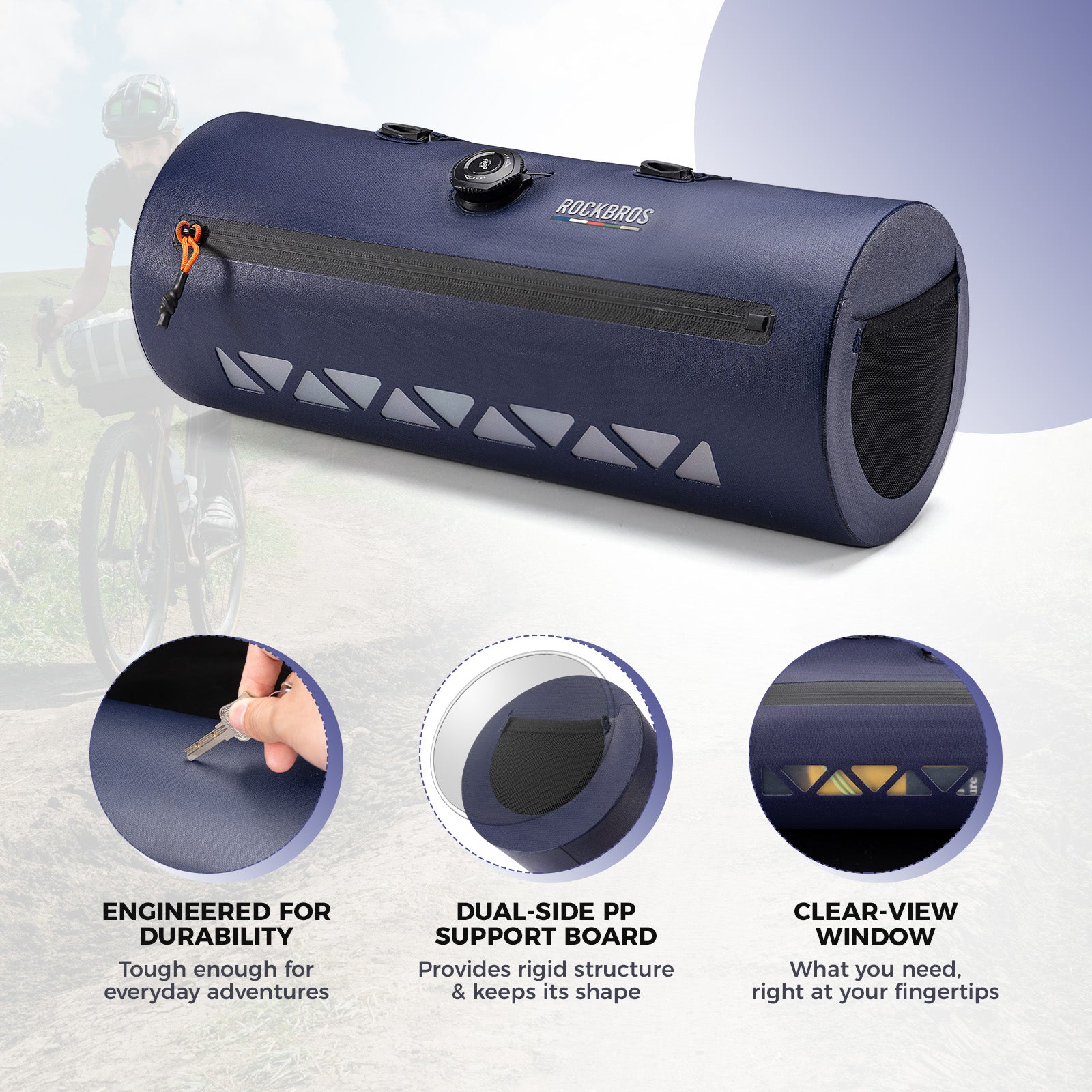 ROCKBROS fully waterproof gravel bike front bag for commuting and long distance cycling