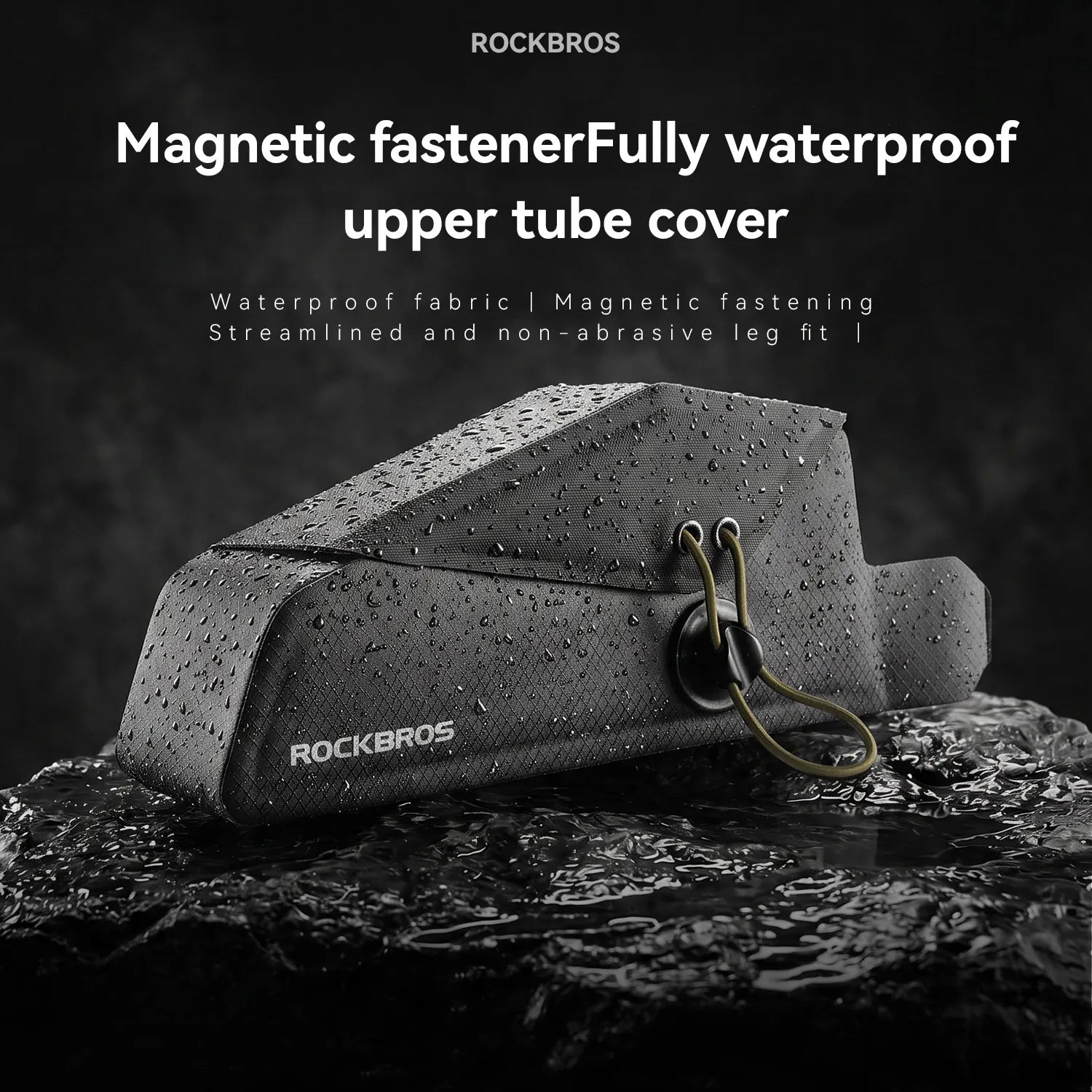 ROCKBROS fully waterproof magnetic bike top tube bag with slim 0.8L design