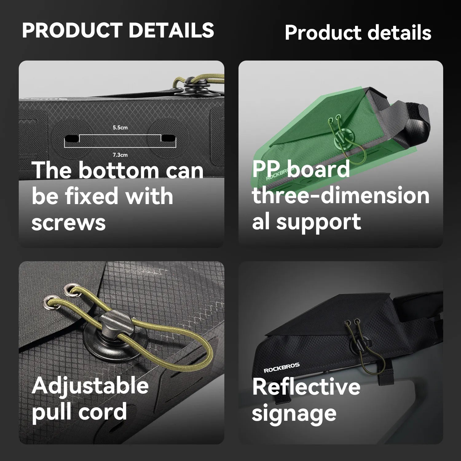 ROCKBROS fully waterproof magnetic bike top tube bag with slim 0.8L design