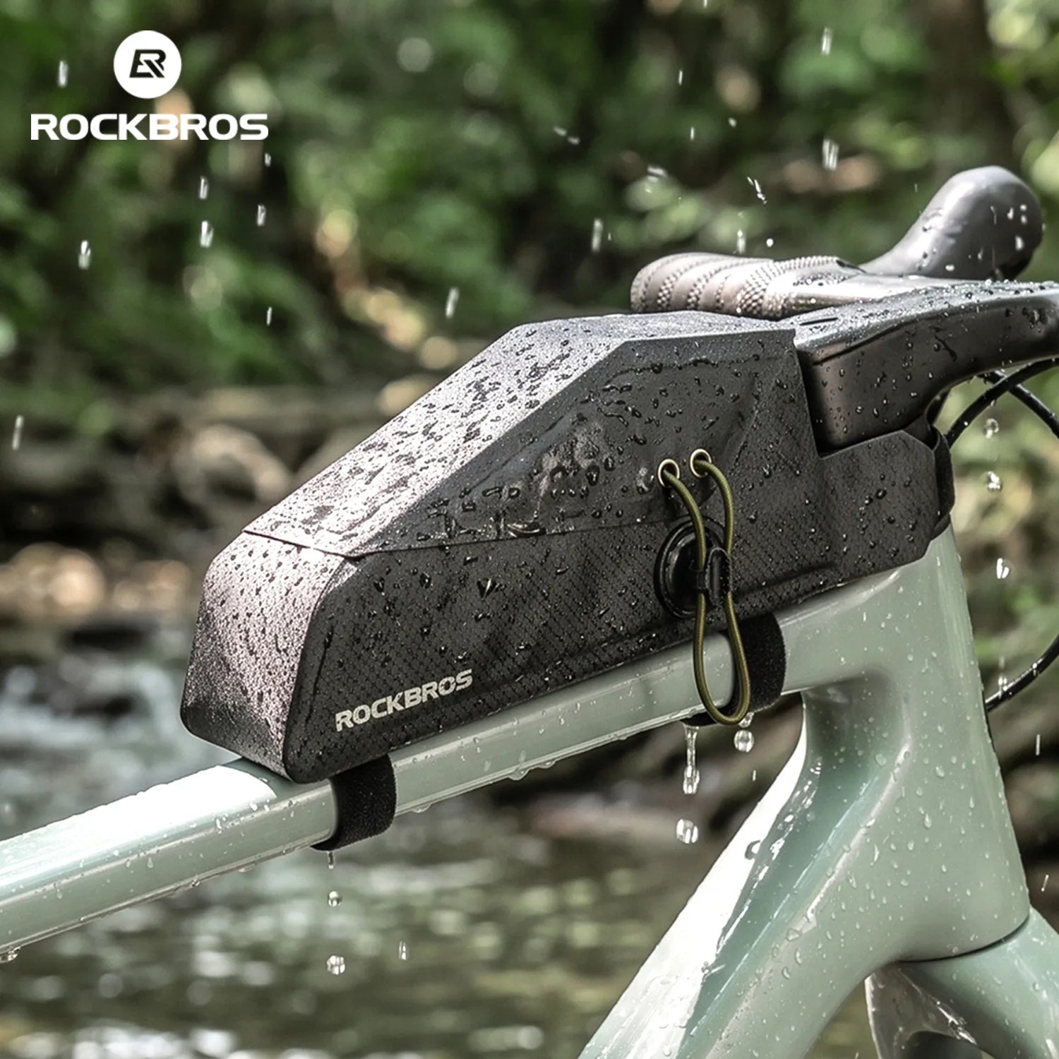 ROCKBROS fully waterproof magnetic bike top tube bag with slim 0.8L design