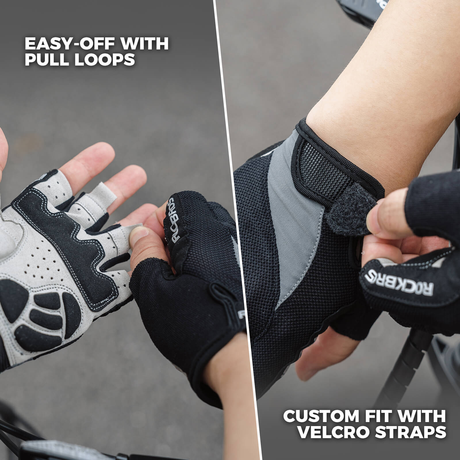 ROCKBROS breathable half finger cycling gloves with gel padding for summer rides