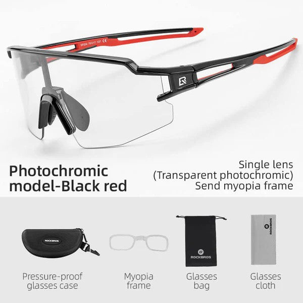 ROCKBROS Half Frame Photochromic Cycling Sunglasses with UV protection for outdoor riding
#Color_Red