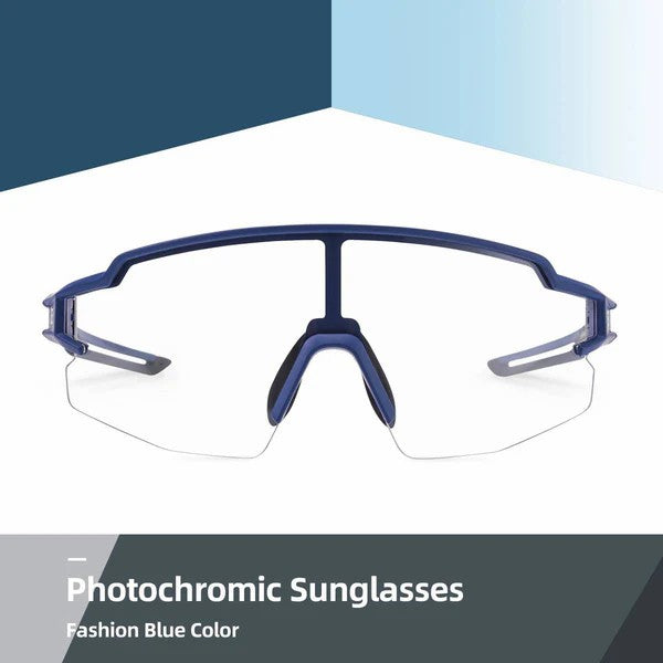 ROCKBROS Half Frame Photochromic Cycling Sunglasses with UV protection for outdoor riding
#Color_Navy Blue