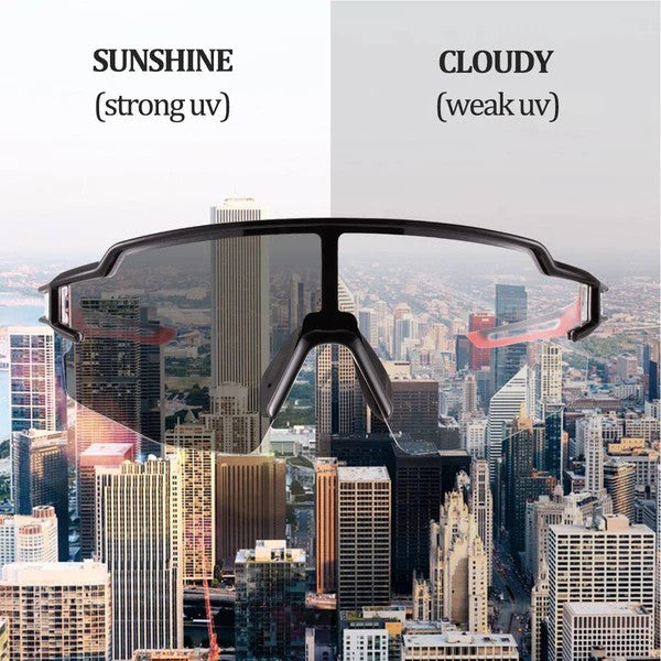 ROCKBROS Half Frame Photochromic Cycling Sunglasses with UV protection for outdoor riding
#Color_Red