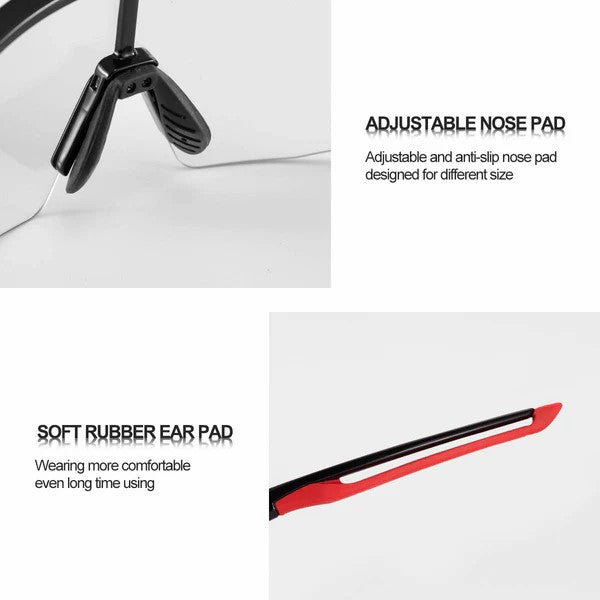 ROCKBROS Half Frame Photochromic Cycling Sunglasses with UV protection for outdoor riding
#Color_Red