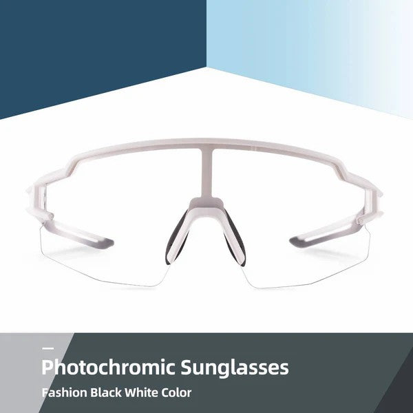 ROCKBROS Half Frame Photochromic Cycling Sunglasses with UV protection for outdoor riding
#Color_White