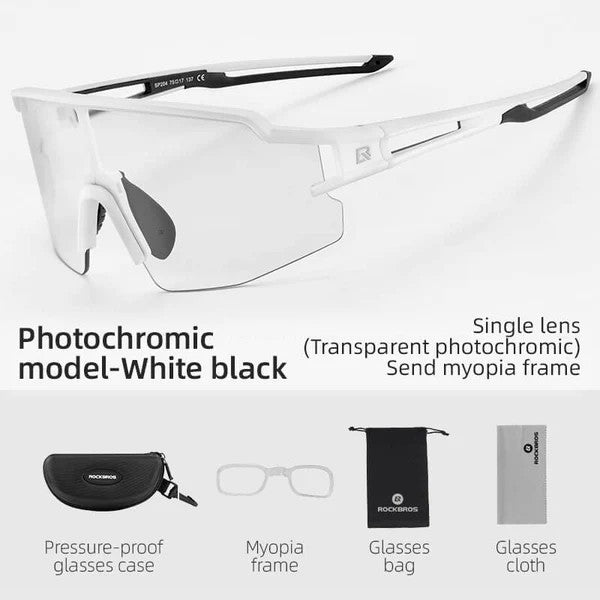 ROCKBROS Half Frame Photochromic Cycling Sunglasses with UV protection for outdoor riding
#Color_White