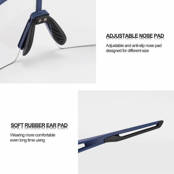 ROCKBROS Half Frame Photochromic Cycling Sunglasses with UV protection for outdoor riding
#Color_Navy Blue