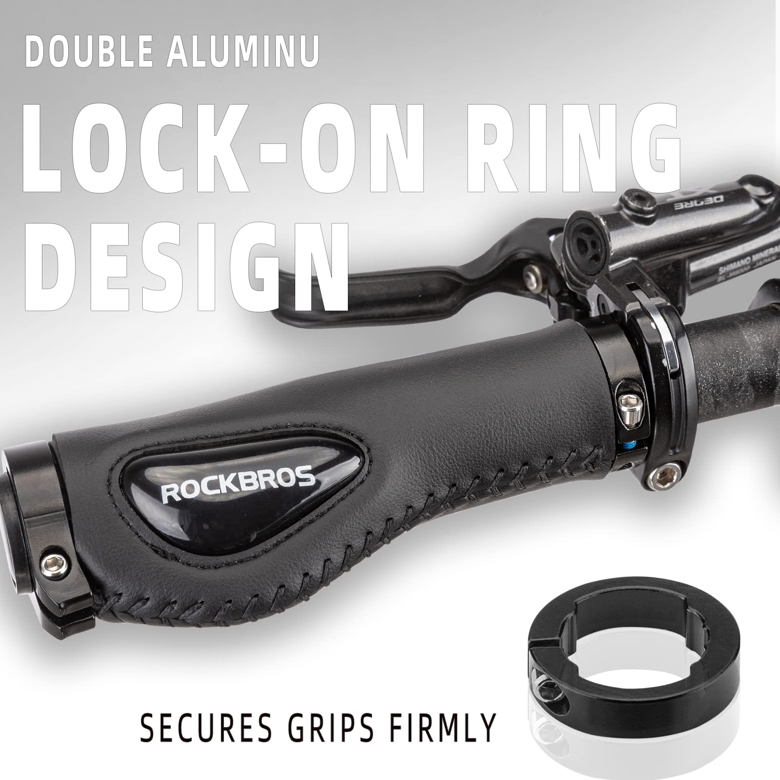 ROCKBROS bike handlebar grips with dual-lock system for stable control
#Color_Black