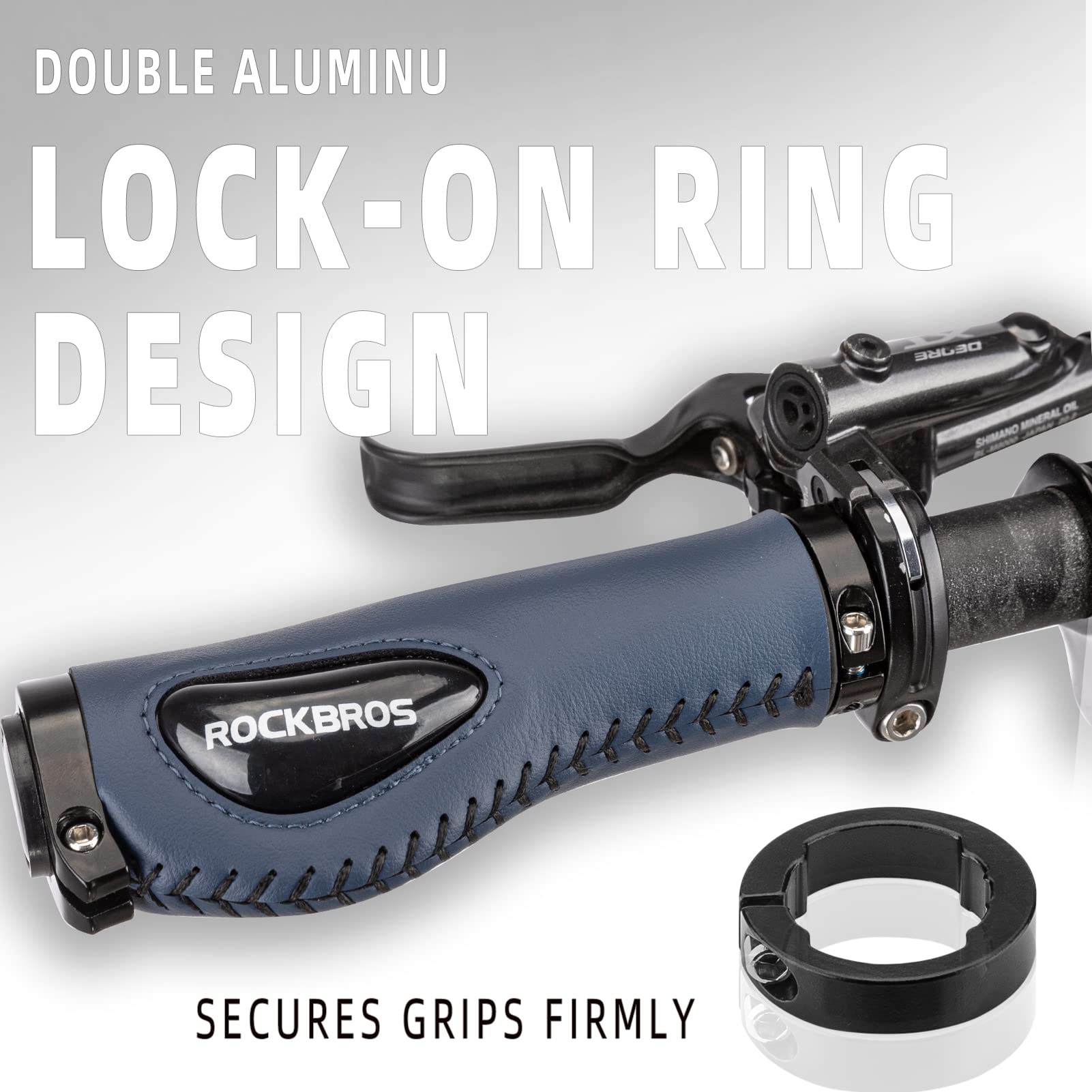 ROCKBROS bike handlebar grips with dual-lock system for stable control
#Color_Blue