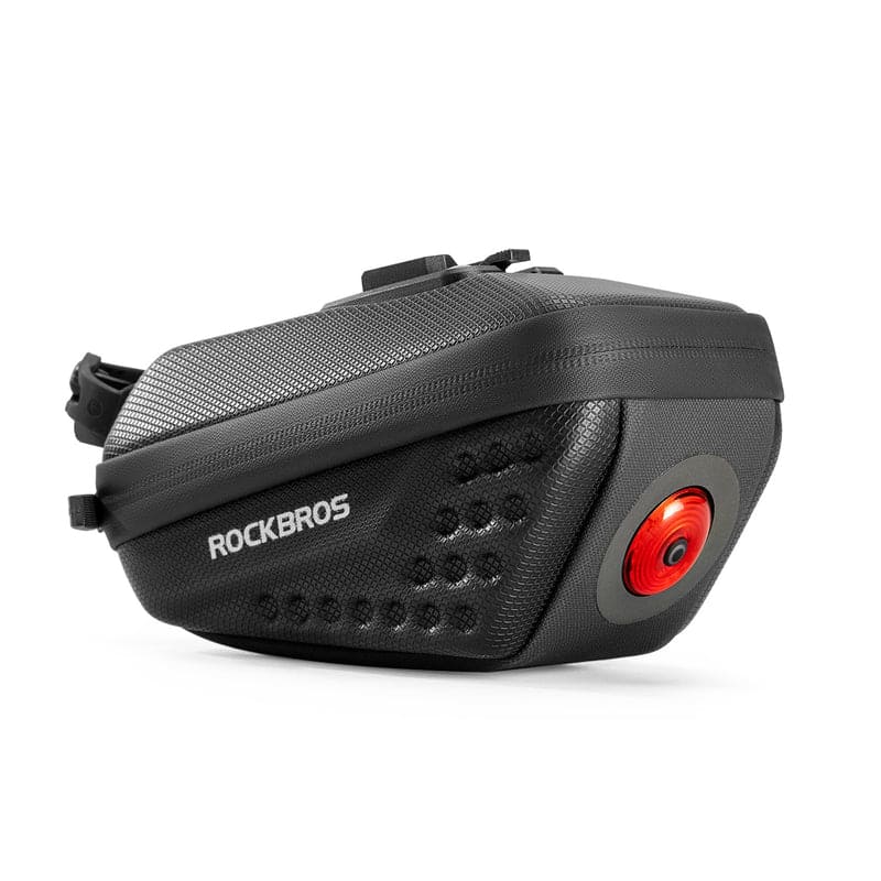 ROCKBROS Hard Shell Bike Saddle Bag with Rear Light for Night Commuting

