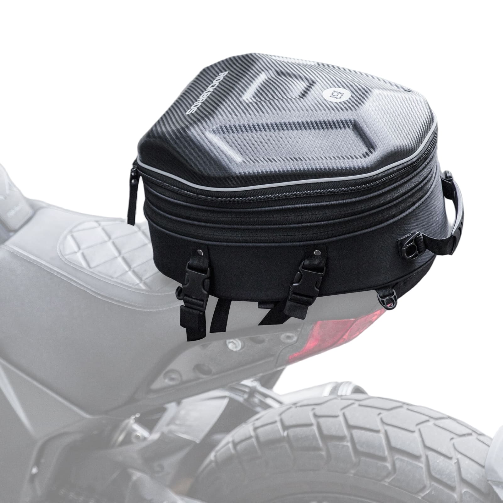 ROCKBROS Expandable Hard Shell Motorcycle Rear Seat Bag for Helmet Storage
