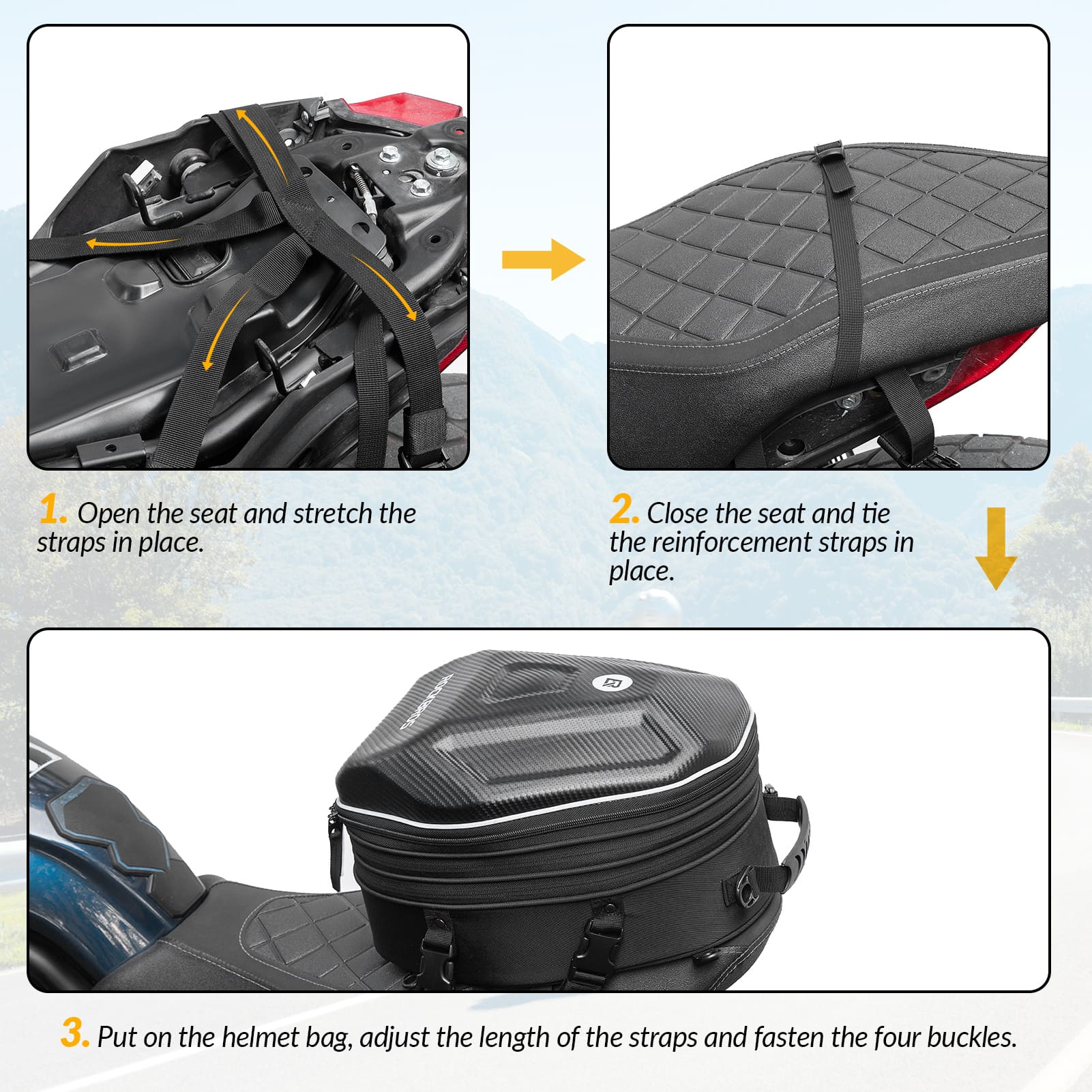 ROCKBROS Expandable Hard Shell Motorcycle Rear Seat Bag for Helmet Storage