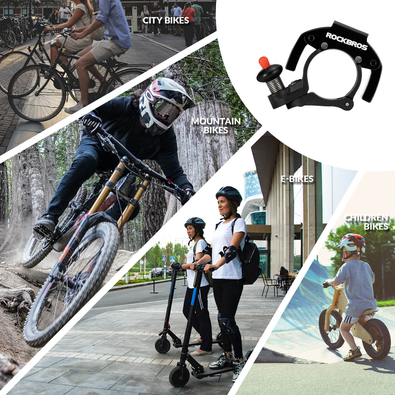 ROCKBROS Hidden Bike Bell - 100dB Crisp Sounding Stealth Bicycle Bell for MTB and Road Bikes
#Color_Black