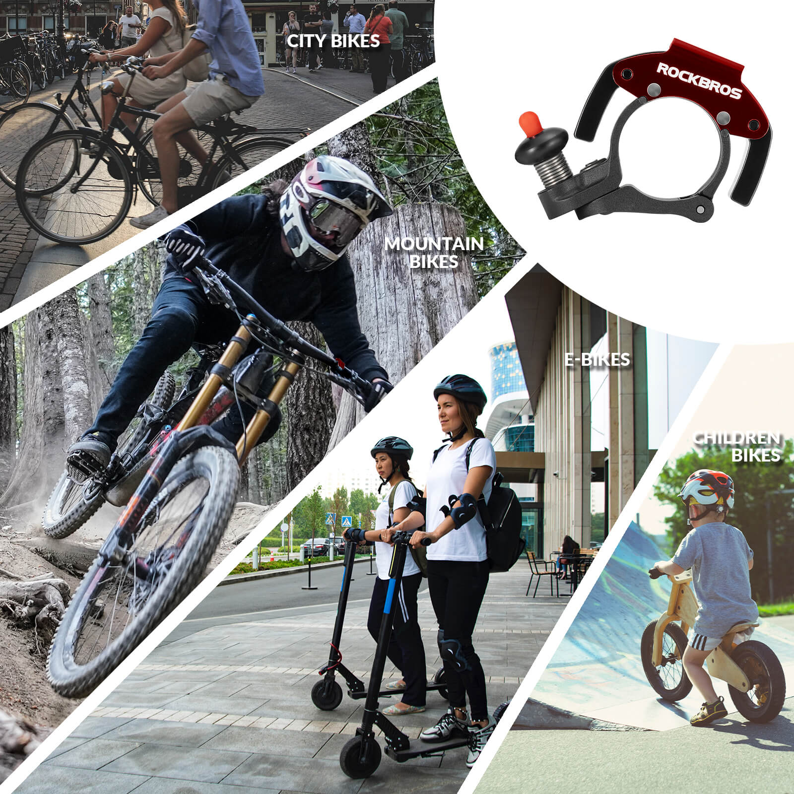 ROCKBROS Hidden Bike Bell - 100dB Crisp Sounding Stealth Bicycle Bell for MTB and Road Bikes
#Color_Red