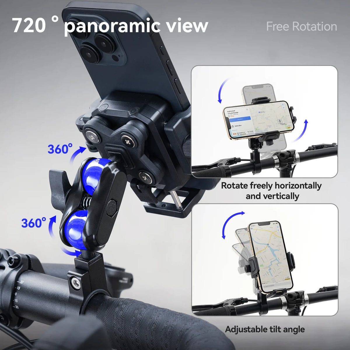 ROCKBROS HW-206 bike handlebar phone mount with mechanical lock and vibration damping