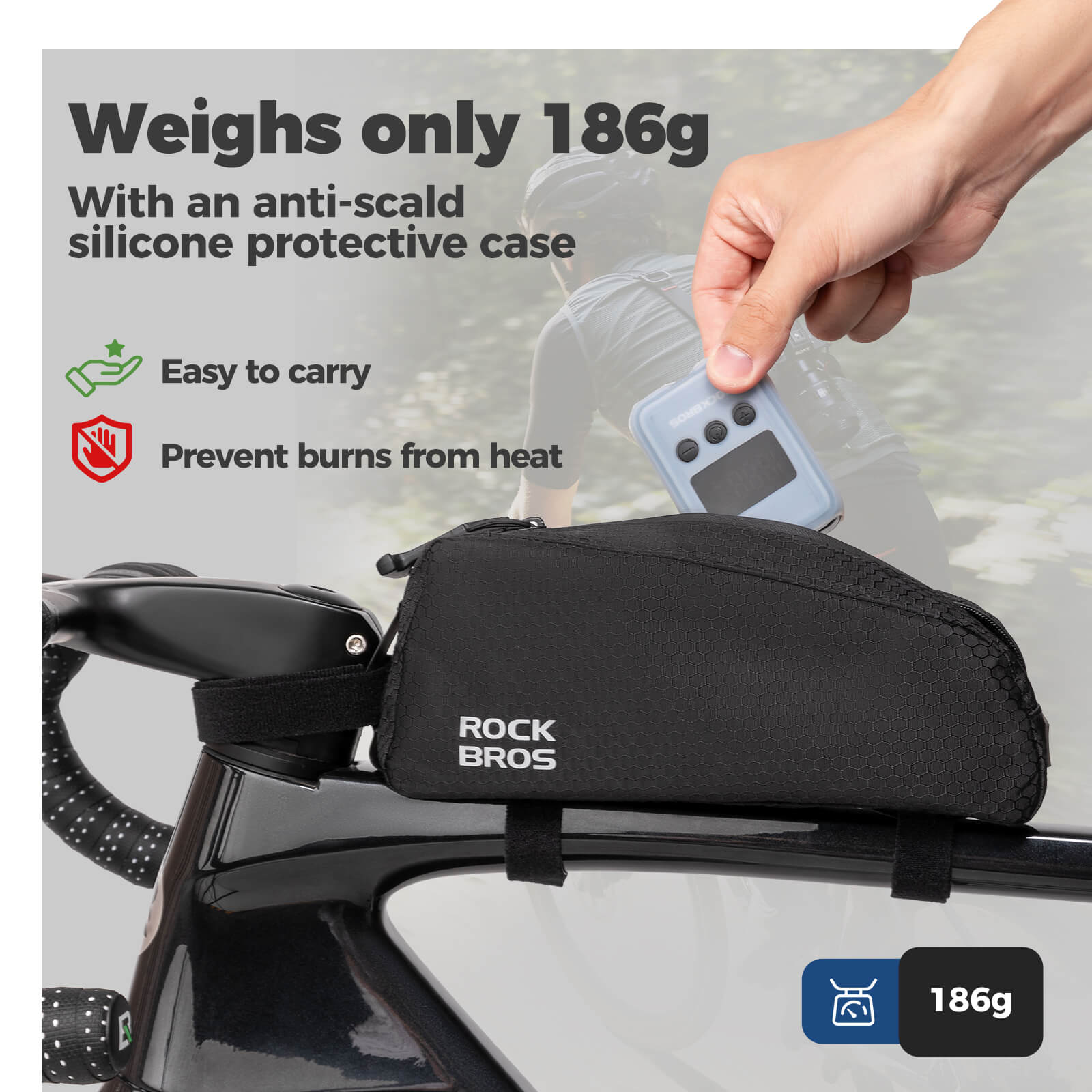 ROCKBROS HW140 mini electric bike pump with digital PSI display