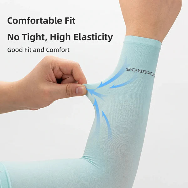 ROCKBROS ice silk cooling arm sleeves UV protection breathable quick dry elastic fit for cycling running hiking outdoor sports