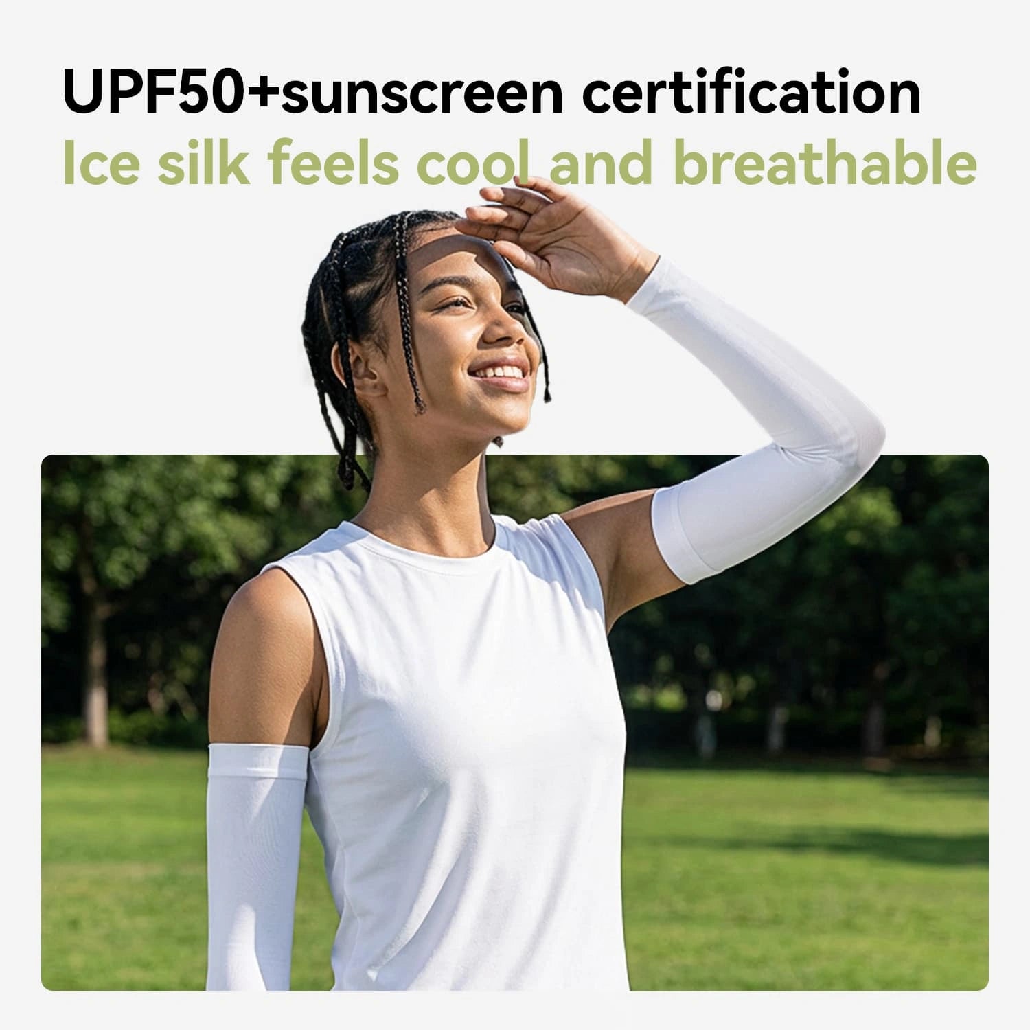 Ice Silk Seamless Sun Protection Arm Sleeves UPF50+ Cooling Breathable UV Arm Covers for Outdoor Sports