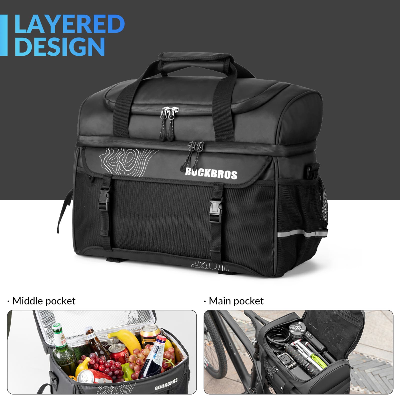 Insulated Bike Rear Rack Cooler Pannier 11L– Keeps Food Fresh
