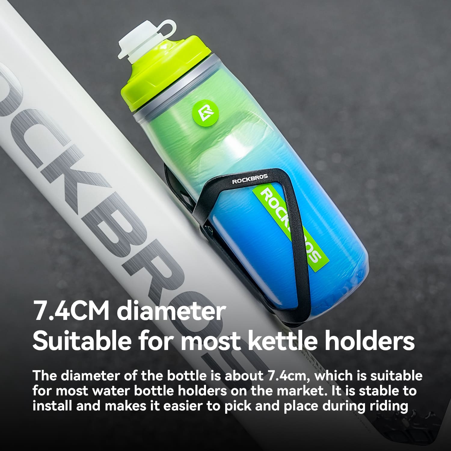 ROCKBROS insulated squeeze cycling water bottle 620ml with leak-proof spout  for bike riding and outdoor use