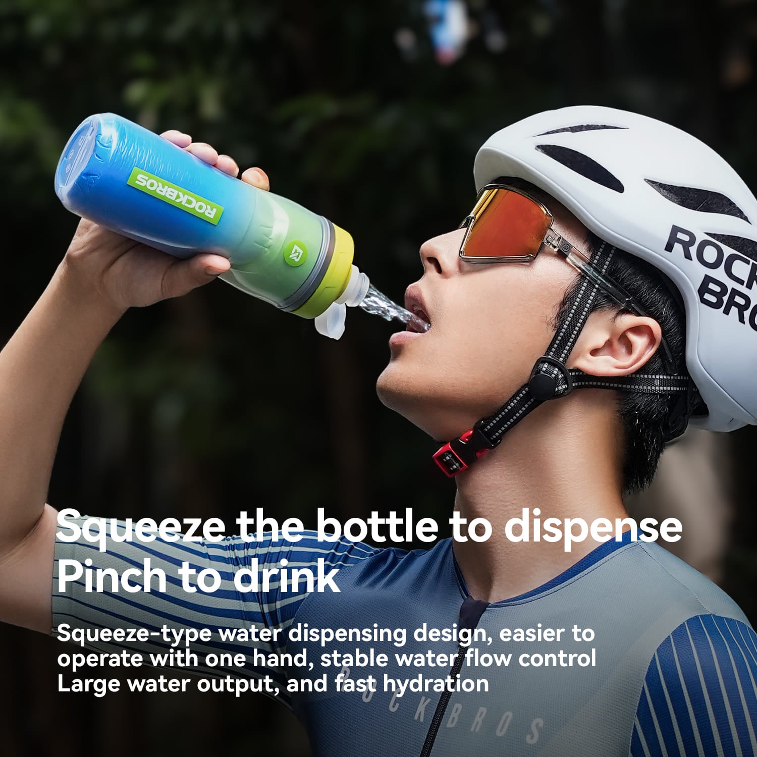 ROCKBROS insulated squeeze cycling water bottle 620ml with leak-proof spout  for bike riding and outdoor use