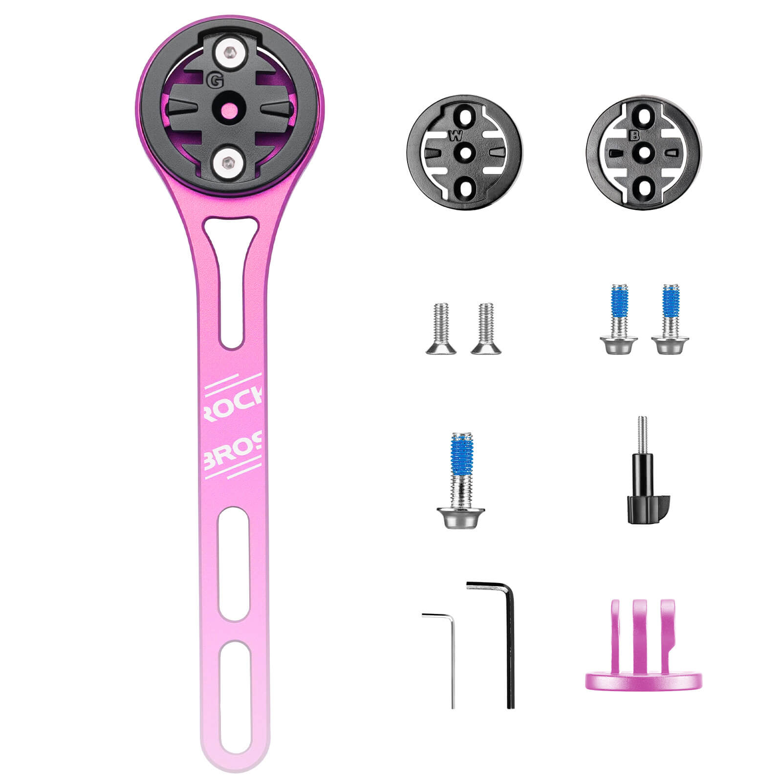 ROCKBROS integrated handlebar bike computer mount featuring an under-stem installation for a clean cockpit and space-saving design.
#Color_Pink